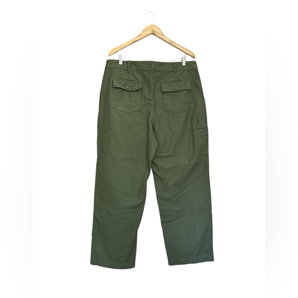 J.Crew Green Wide Leg Cargo Sateen Cotton High Rise Size 14 - Picture 4 of 11